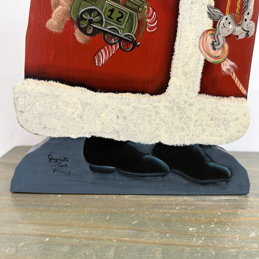 Hand Painted Folk Art Wooden Santa Christmas Figure Free Standing Signed 18.5" - Picture 7 of 13
